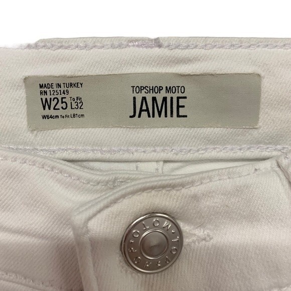 TOPSHOP Moto | Jamie High Waist Ankle Grazer Skinny White Jeans 25 - Picture 8 of 8